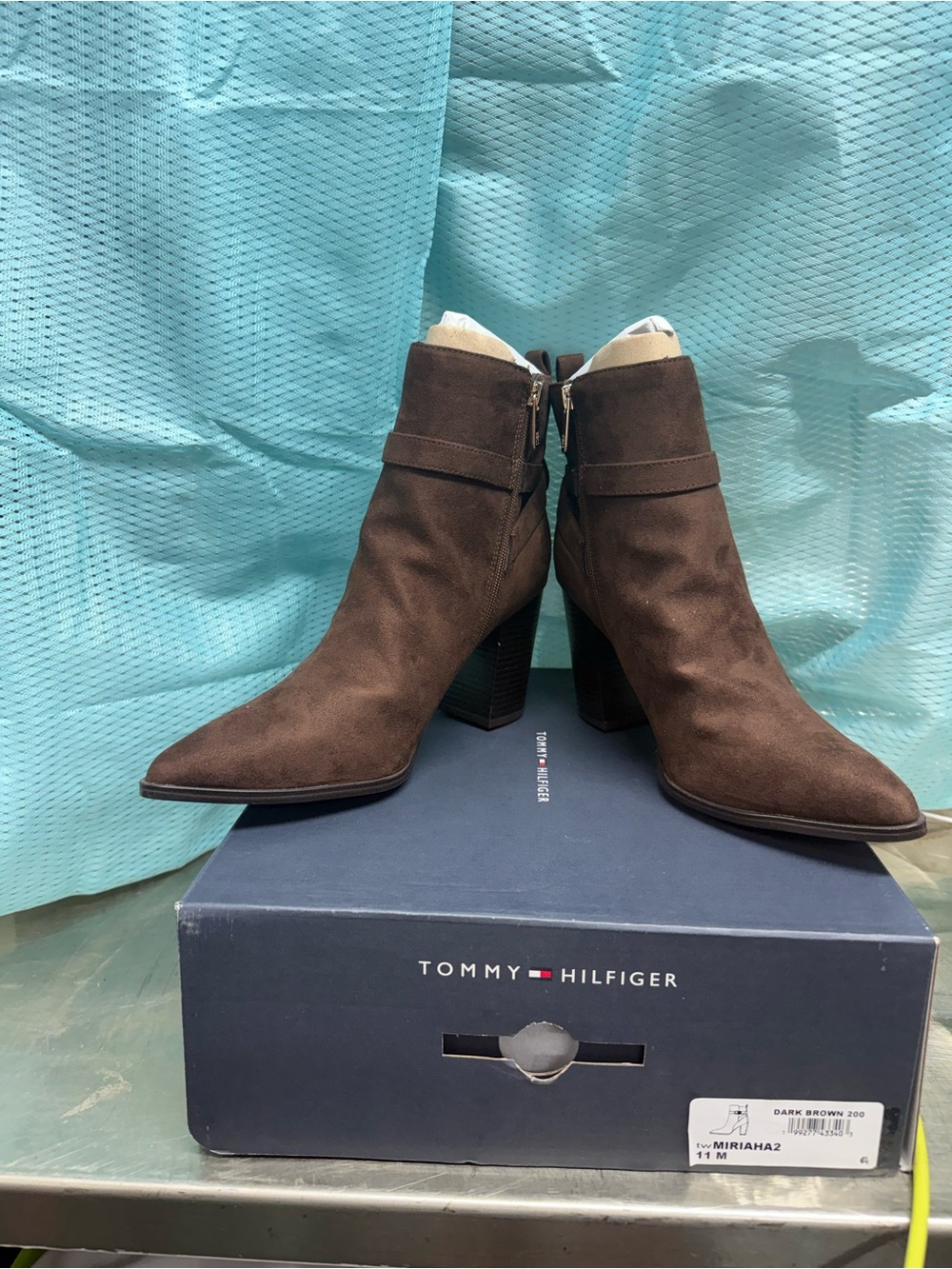 Tommy Hilfiger Brown Suede Pointed Toe Ankle Boots
